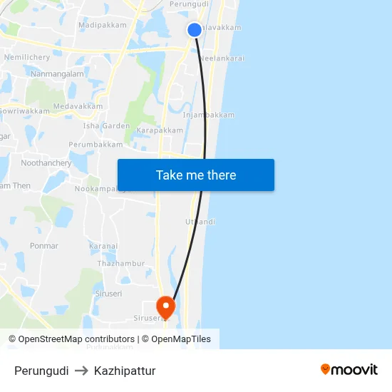 Perungudi to Kazhipattur map