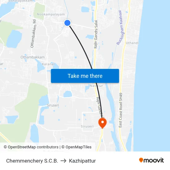 Chemmenchery S.C.B. to Kazhipattur map