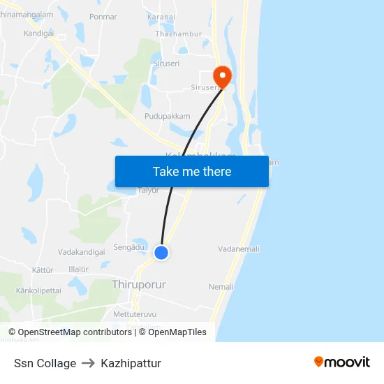 Ssn Collage to Kazhipattur map