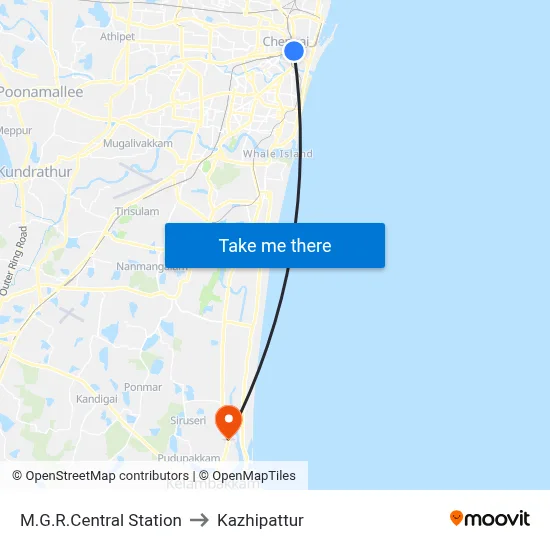 M.G.R.Central Station to Kazhipattur map