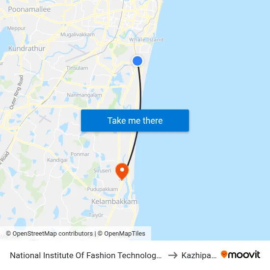 National Institute Of Fashion Technology ( N.I.F.T.) to Kazhipattur map