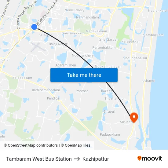Tambaram West Bus Station to Kazhipattur map