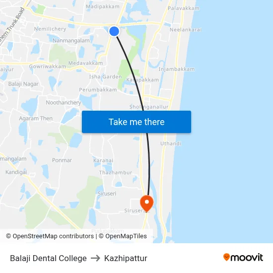 Balaji Dental College to Kazhipattur map