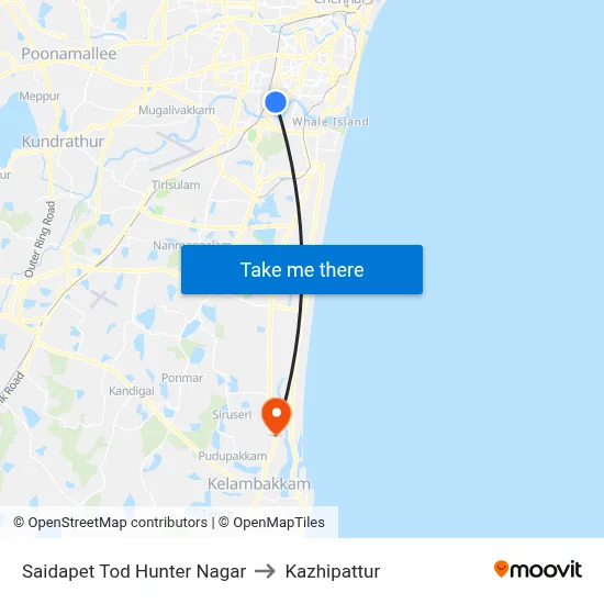Saidapet Tod Hunter Nagar to Kazhipattur map