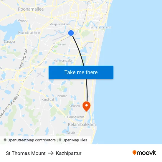 St Thomas Mount to Kazhipattur map