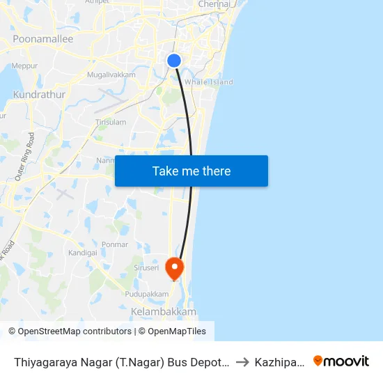 Thiyagaraya Nagar (T.Nagar) Bus Depot Corner to Kazhipattur map