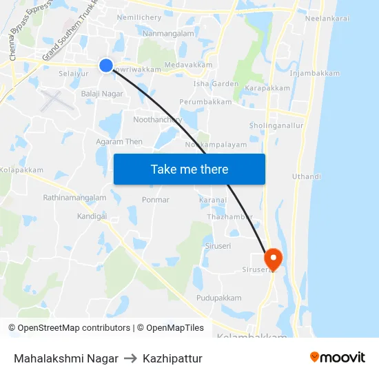Mahalakshmi Nagar to Kazhipattur map