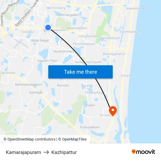 Kamarajapuram to Kazhipattur map