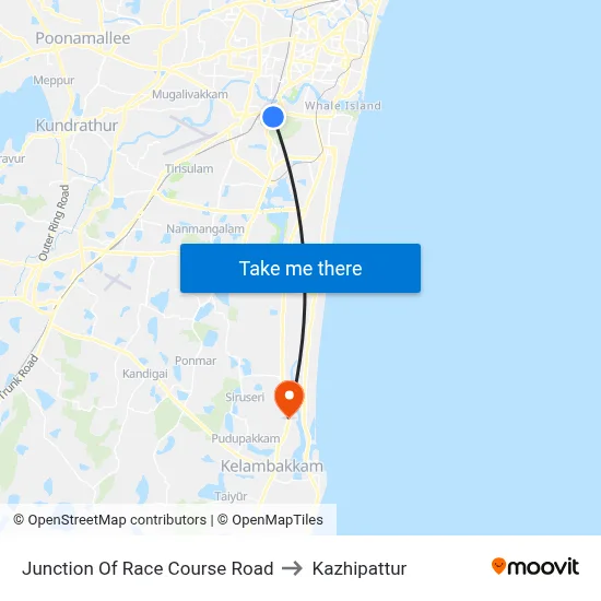 Junction Of Race Course Road to Kazhipattur map