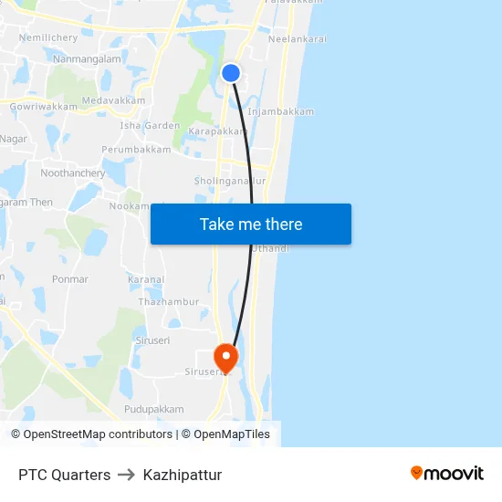 PTC Quarters to Kazhipattur map