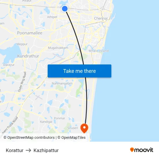 Korattur to Kazhipattur map