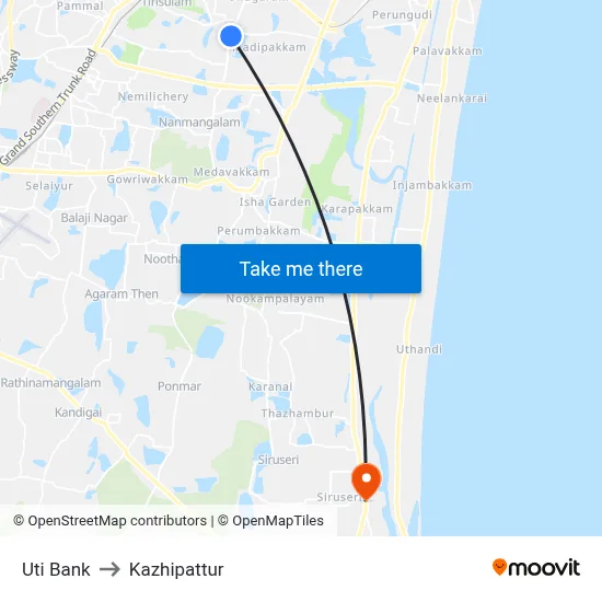 Uti Bank to Kazhipattur map
