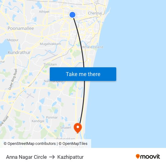 Anna Nagar Circle to Kazhipattur map