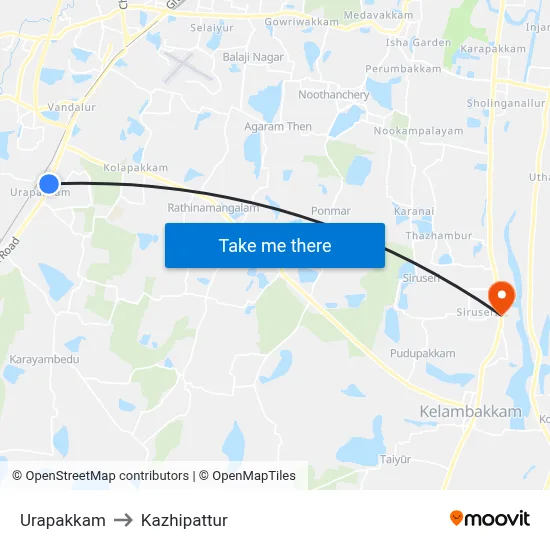 Urapakkam to Kazhipattur map