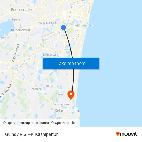 Guindy R.S to Kazhipattur map