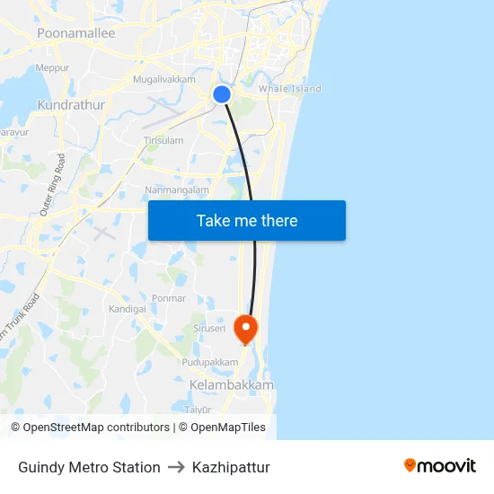 Guindy Metro Station to Kazhipattur map