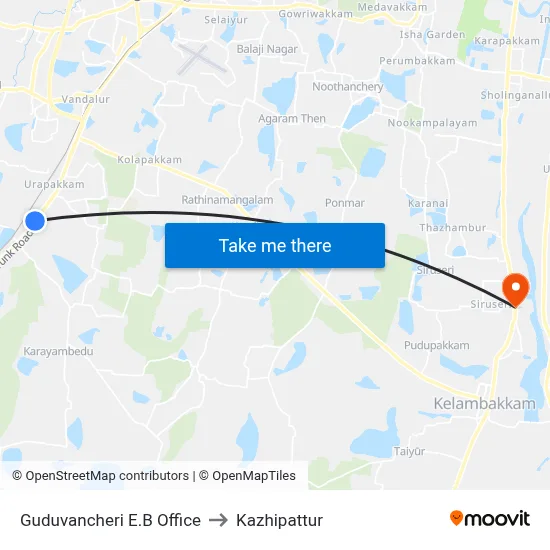 Guduvancheri E.B Office to Kazhipattur map