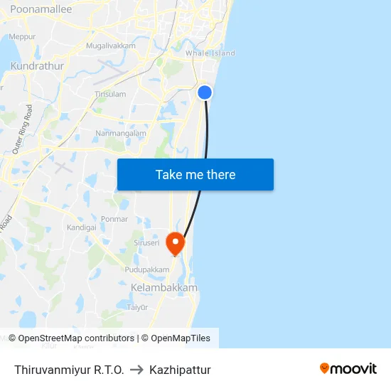 Thiruvanmiyur R.T.O. to Kazhipattur map