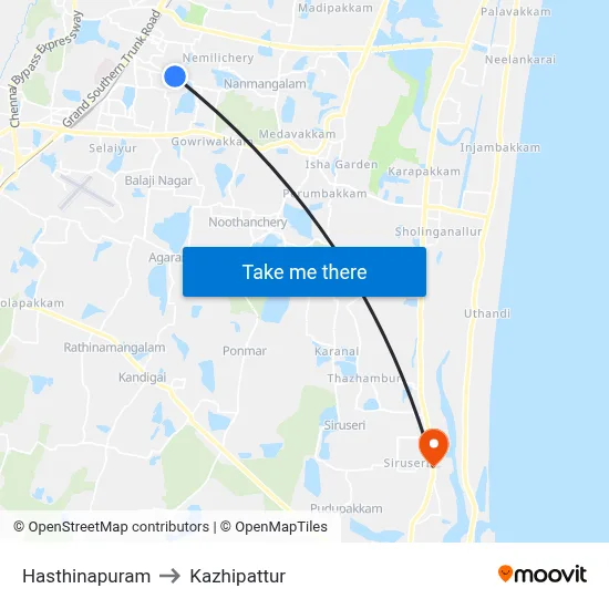 Hasthinapuram to Kazhipattur map