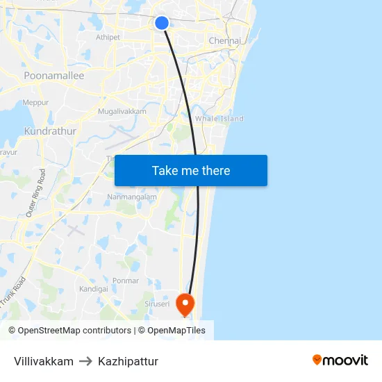 Villivakkam to Kazhipattur map