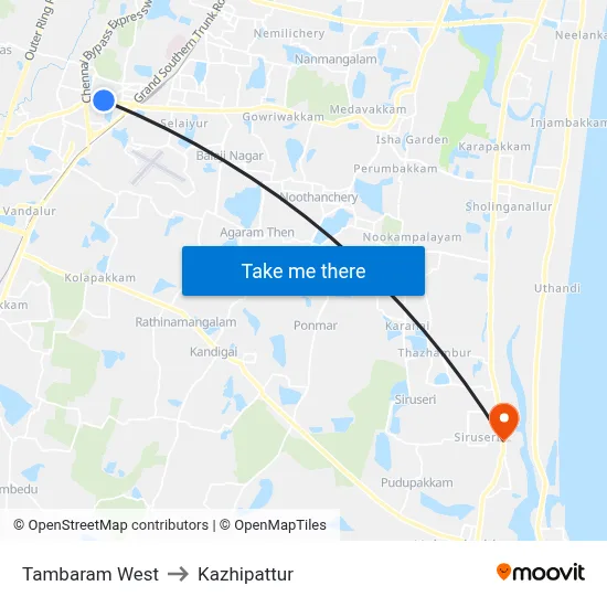 Tambaram West to Kazhipattur map