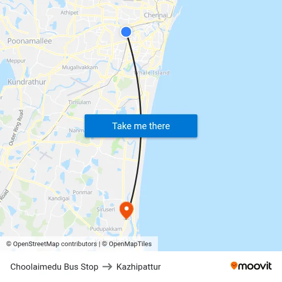 Choolaimedu Bus Stop to Kazhipattur map