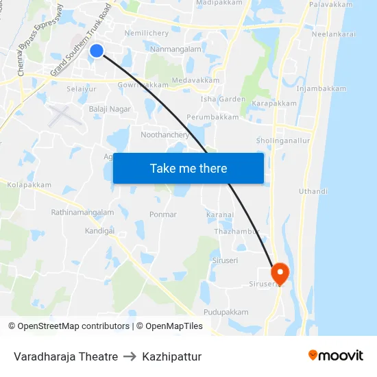 Varadharaja Theatre to Kazhipattur map