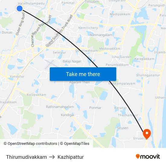 Thirumudivakkam to Kazhipattur map