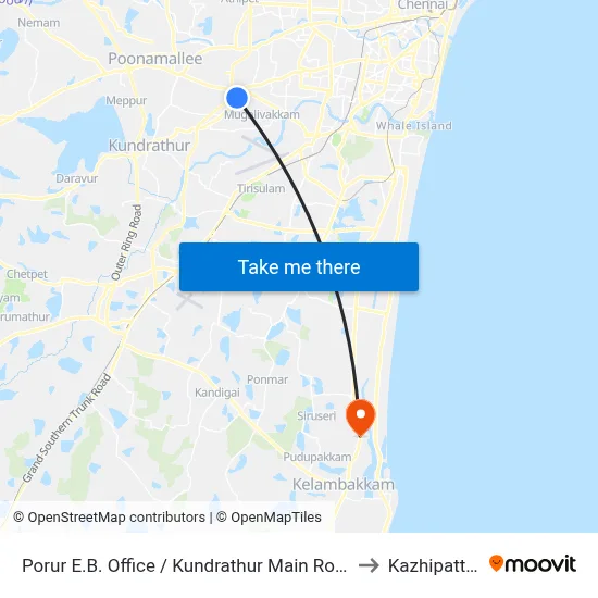 Porur E.B. Office / Kundrathur Main Road to Kazhipattur map