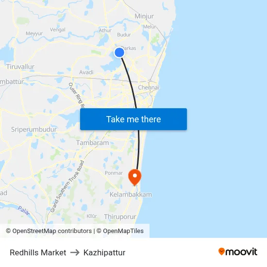 Redhills Market to Kazhipattur map