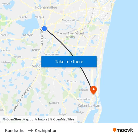 Kundrathur to Kazhipattur map