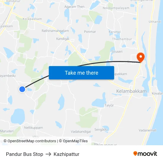 Pandur Bus Stop to Kazhipattur map