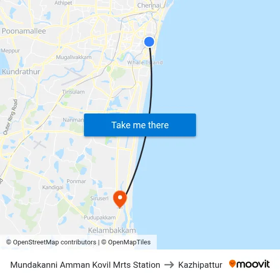 Mundakanni Amman Kovil Mrts Station to Kazhipattur map