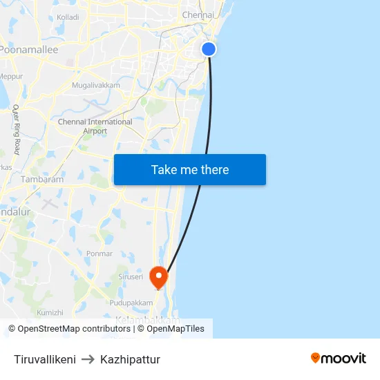 Tiruvallikeni to Kazhipattur map