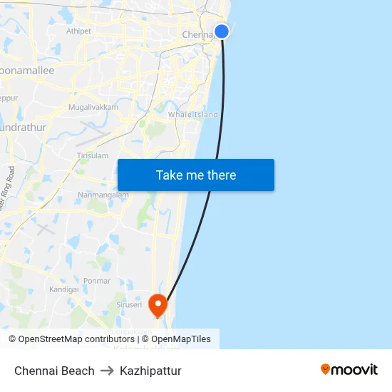 Chennai Beach to Kazhipattur map