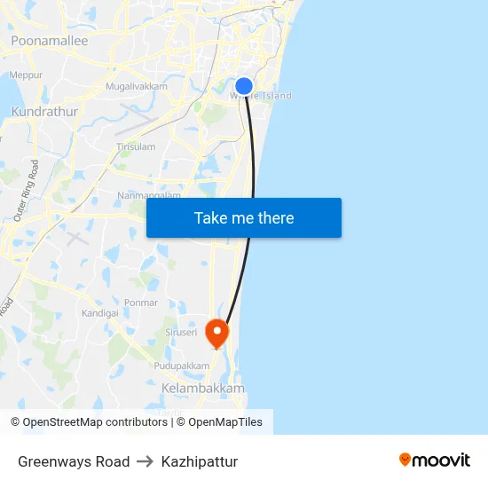 Greenways Road to Kazhipattur map