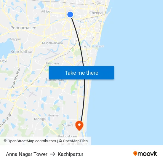 Anna Nagar Tower to Kazhipattur map