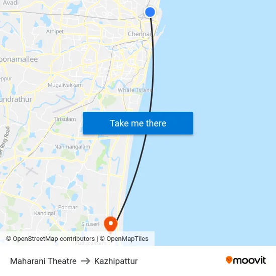 Maharani Theatre to Kazhipattur map