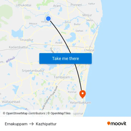 Ernakuppam to Kazhipattur map