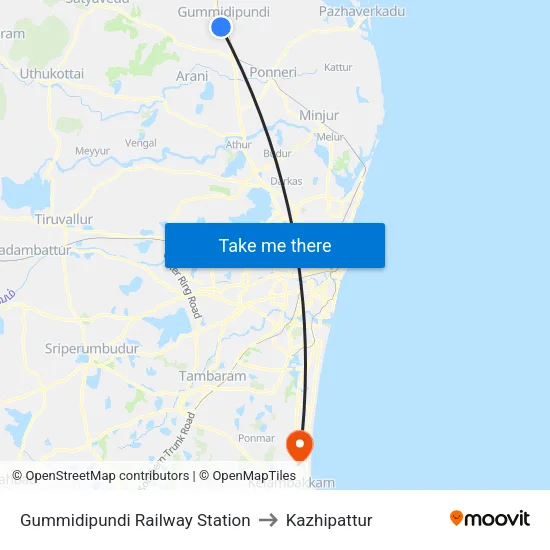 Gummidipundi Railway Station to Kazhipattur map