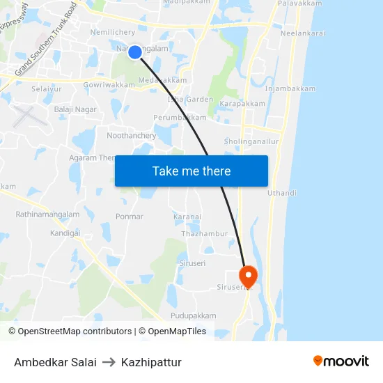 Ambedkar Salai to Kazhipattur map
