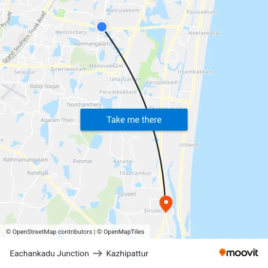 Eachankadu Junction to Kazhipattur map