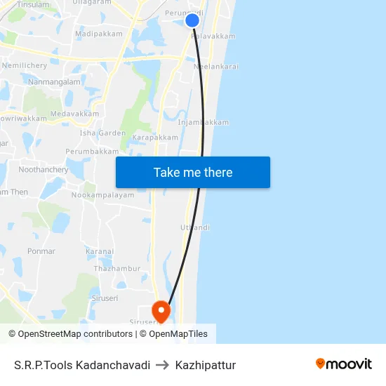 S.R.P.Tools Kadanchavadi to Kazhipattur map
