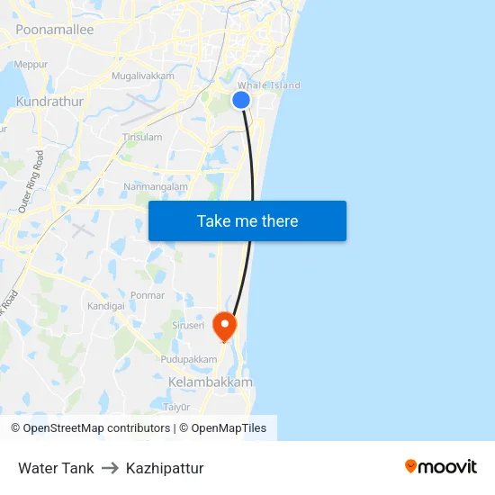 Water Tank to Kazhipattur map