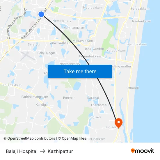 Balaji Hospital to Kazhipattur map