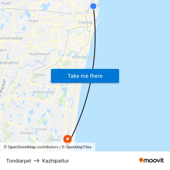 Tondiarpet to Kazhipattur map
