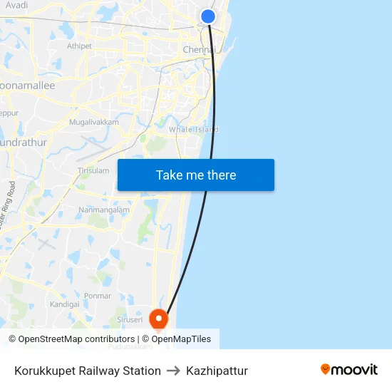 Korukkupet Railway Station to Kazhipattur map