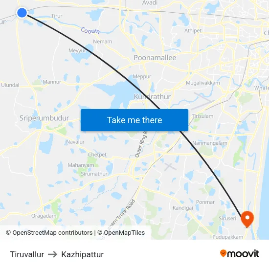 Tiruvallur to Kazhipattur map