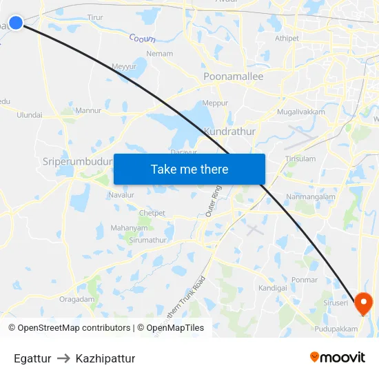 Egattur to Kazhipattur map