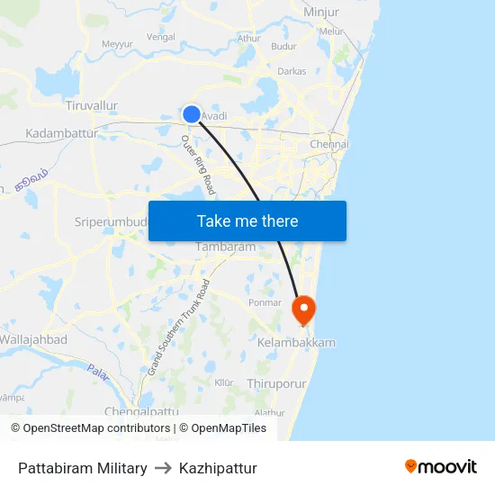 Pattabiram Military to Kazhipattur map